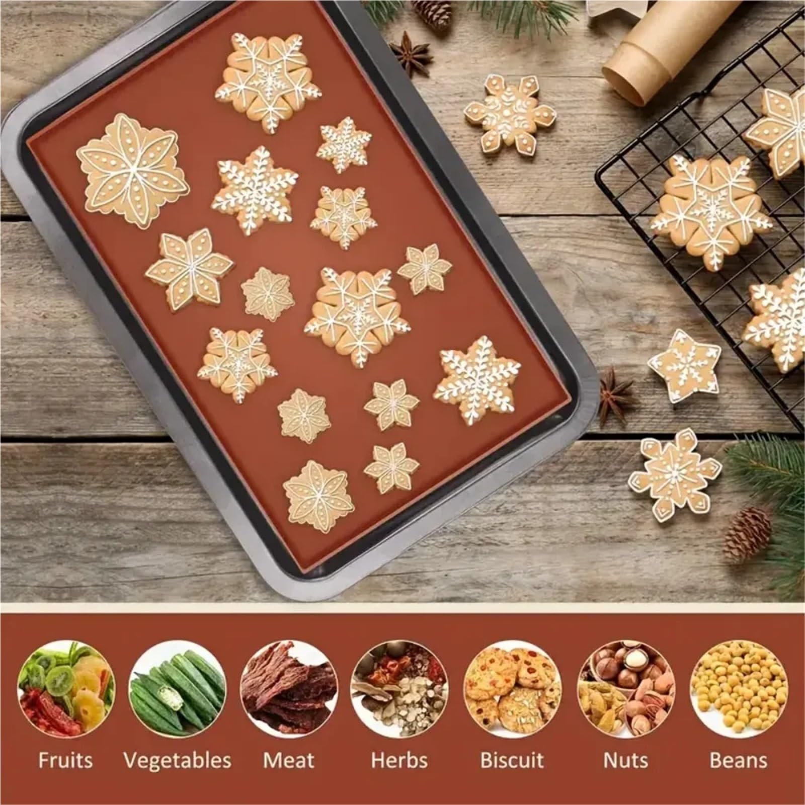5 Stück Backen, Kuchenrollen, Gebäck, Antihaft-Formen, DIY-Backutensilien und -Werkzeuge, wiederverwendbare Backmatten, Heimküche Für Zuhause Und Bäckerei(Red)
