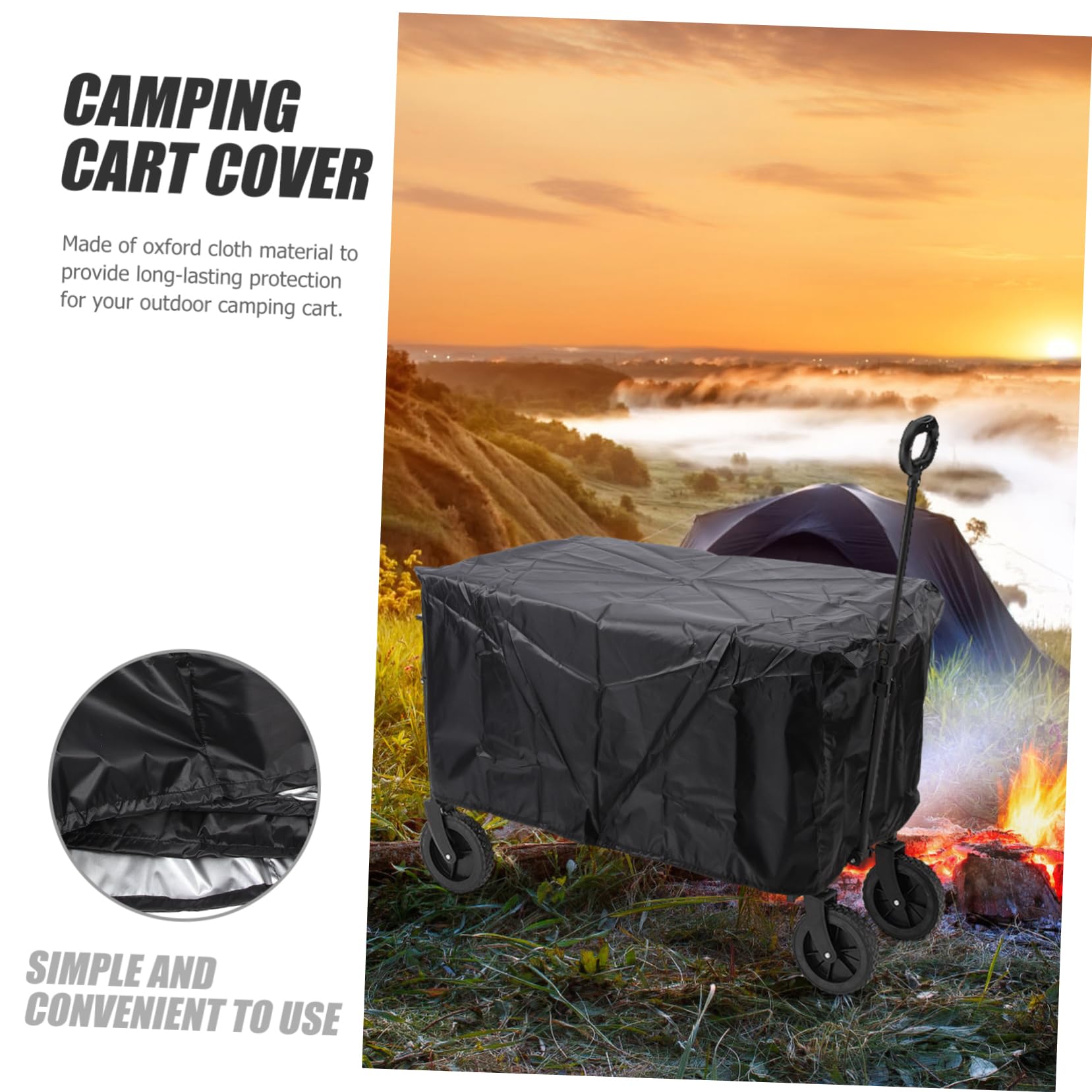 Toddmomy Housse de Chariot de Camping Bâche Anti-Pluie Noir en Tissu Oxford et Protection Solaire, Adaptée pour Chariot Pliant Extérieur Lors de Pique-niques et Camping