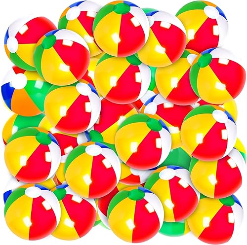 Paquete de 30 bolas de playa inflables grandes de 16 pulgadas, bola de piscina clásica arco iris, decoración de fiesta de playa, juegos de agua de