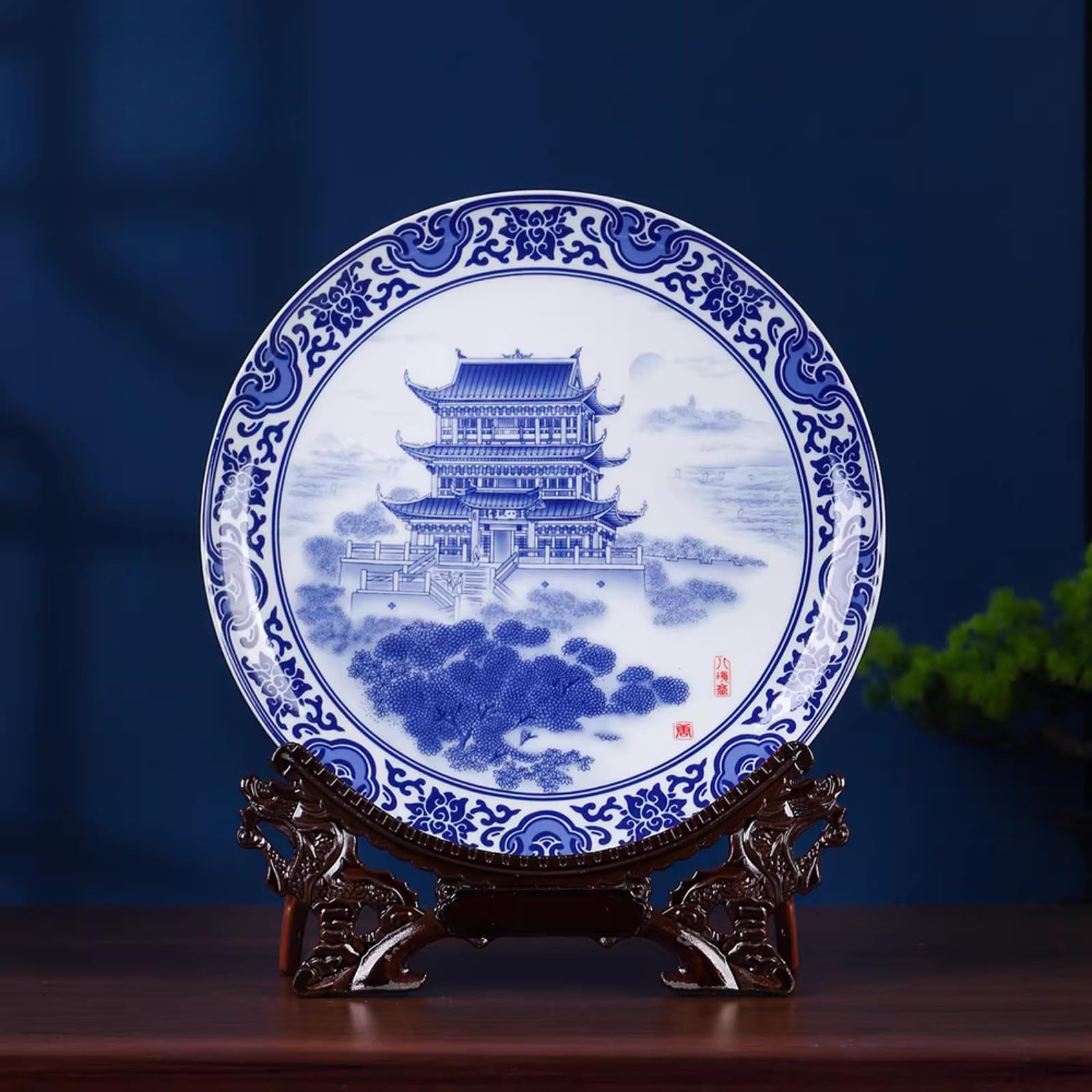 Céramique de Jingdezhen assiette décorative de 26 cm pour une maison chargée d'histoire