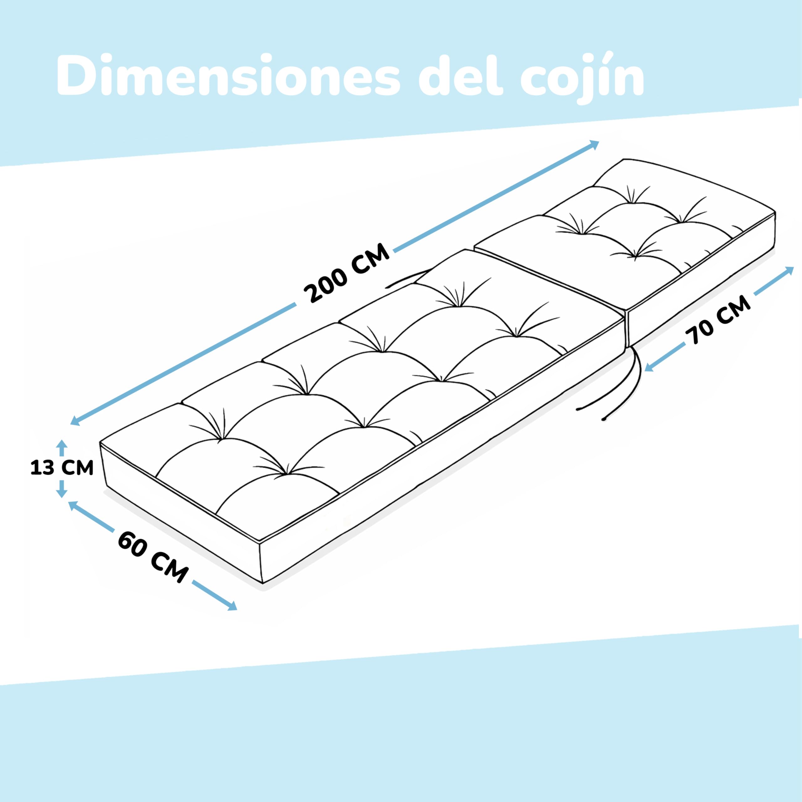 POKAR Cojín Tumbona Exterior 200x60x13 cm | Colchoneta para Tumbona de Jardín Impermeable y Repelente al Agua | Acolchado y Espesor 13 cm | Ideal para Terraza y Piscina | Made in EU | OEKO-TEX | Beige