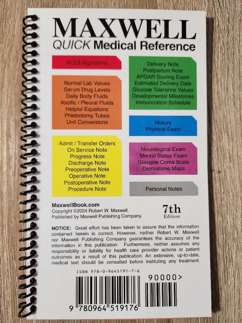 Maxwell Quick Medical Reference Desk Size 7th Edition