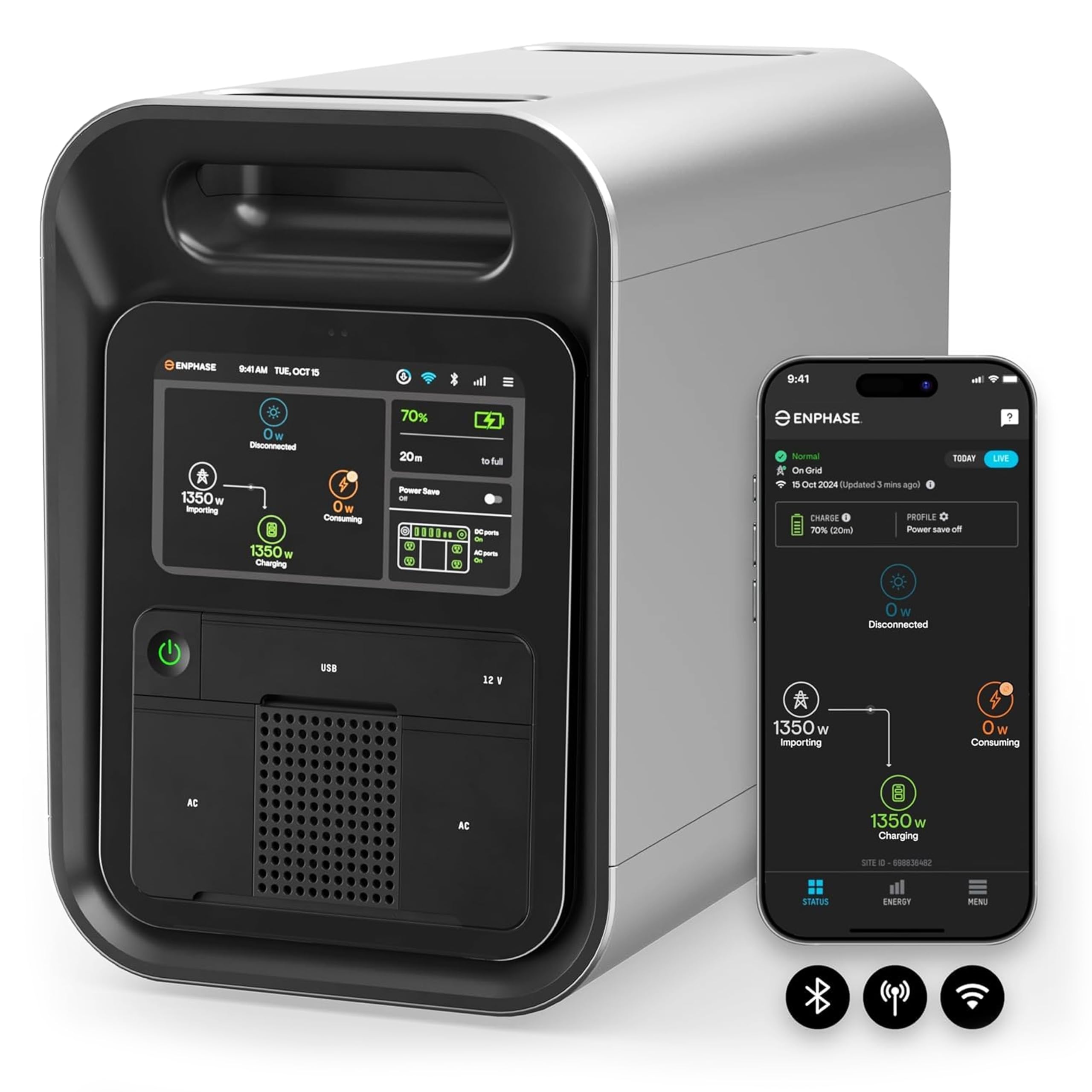 Enphase IQ PowerPack 1500 Wh Portable Power Station | UL 9540A Certified Solar Generator | Home Backup Power Outage | LFP Battery | IQ8 Microinverters | Enphase App | 11 Ports 1500 W : Patio, Lawn & Garden