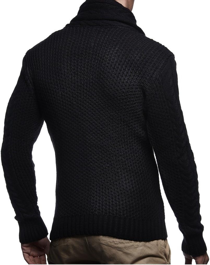Leif Nelson Men’s Knitted Pullover | Long-Sleeved Slim fit Knitwear | Winter Sweatshirt with Shawl Collar for Men - Image 4