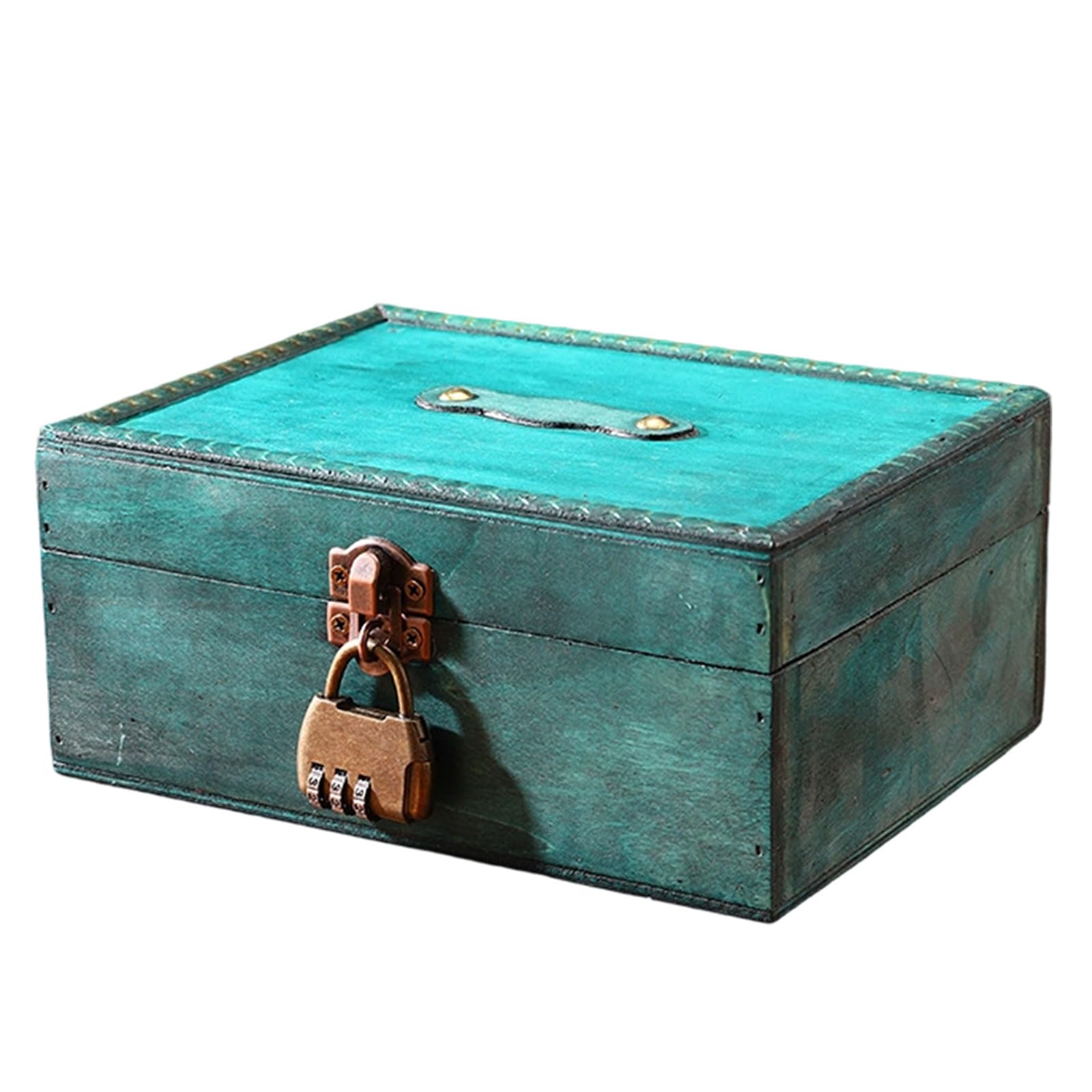 Caja de Almacenamiento de Joyas de Madera Antigua con Cerradura para decoración de la Oficina en hogar Soporte de Recuerdos en Cofre de Madera con Mecanismo de Cerradura Caja de Almacenamiento