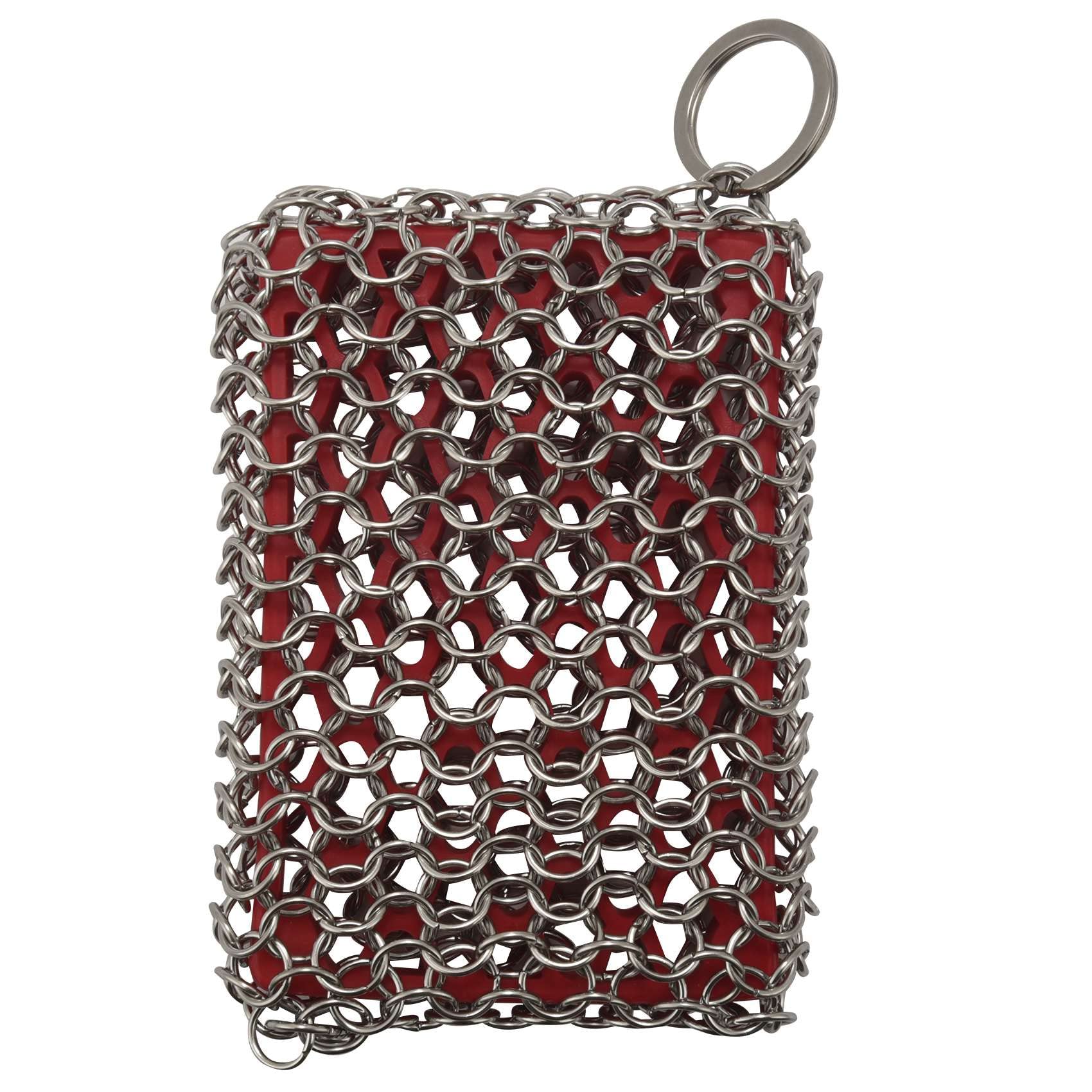Xnuiasqe Cast Iron Skillet Cleaner,316 Stainless Steel Chainmail Cleaning Scrubber Silicone Scrubber,For Kitchen Cookware