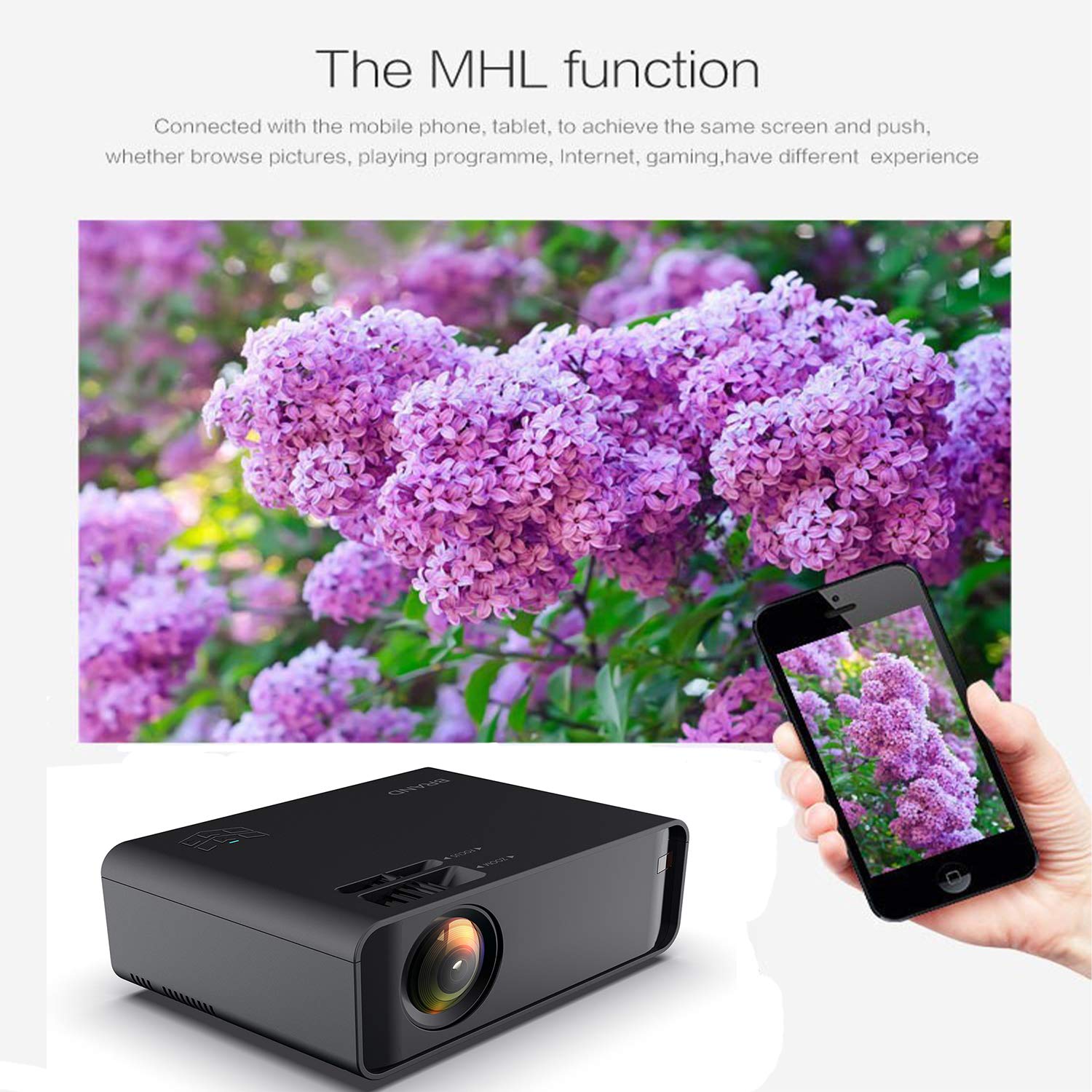 Mini LED Proiettore portatile 4500 Lumen- WiFi Proiettore portatile Full HD 1080P Video Multimedia per Smartphone iPhone/Samsung/Sony/Hauwei/Compatibile con HDMI/USB/Carta SD/VGA/AV/TV Box/PS4
