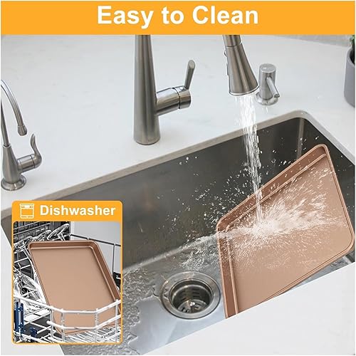 Miniatura 5 de 2Pcs Steel Baking Sheet Pan Round Rolled Edge Design Bakeware Nonstick Rectangle Tray for Bread Cookies Jelly Roll