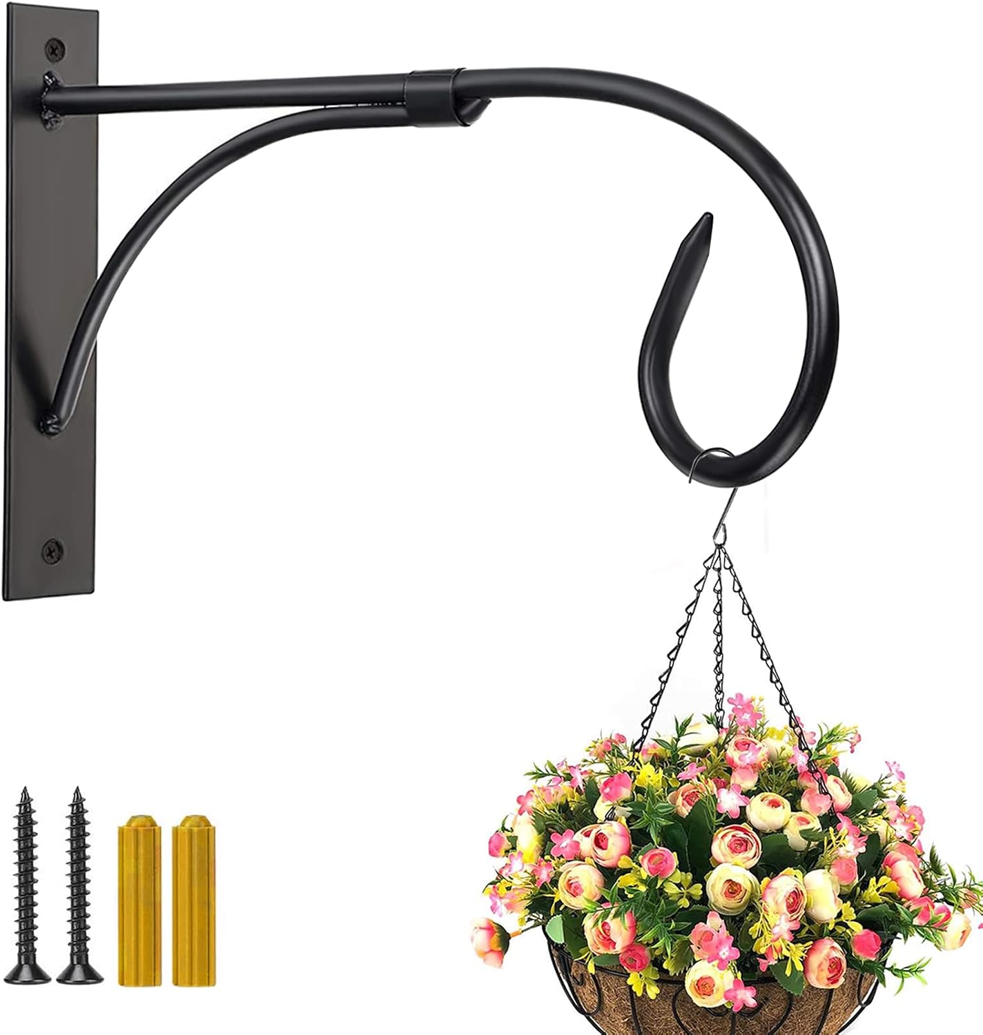 JUNBEI Wall Mount Plant Hanging Bracket, 11 Inches Hanging Plant Hook, Heavy Duty Rustic Decorative Metal Plant Hanger for Hanging Plant Flower Lantern Bird Feeder Wind Chimes