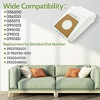 Vista 2 de Bolsas de polvo para aspiradora, 10 unidades, tipo U, bolsas de almacenamiento de repuesto para Dirt Devil, bolsas desechables verticales Ultra