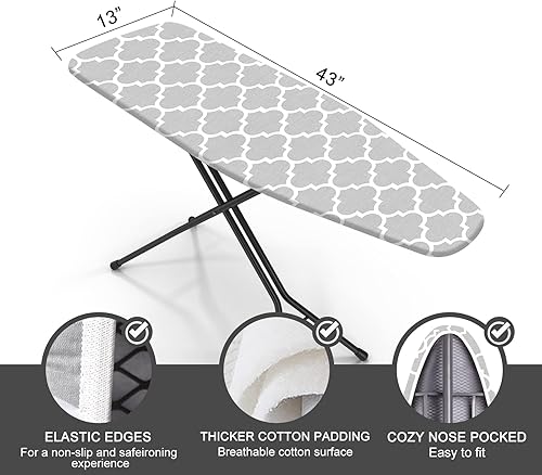 Miniatura 9 de Funda y almohadilla para tabla de planchar, tamaño estándar de 15 x 54 pulgadas, funda de repuesto para tabla de hierro de 4 capas extra gruesa,