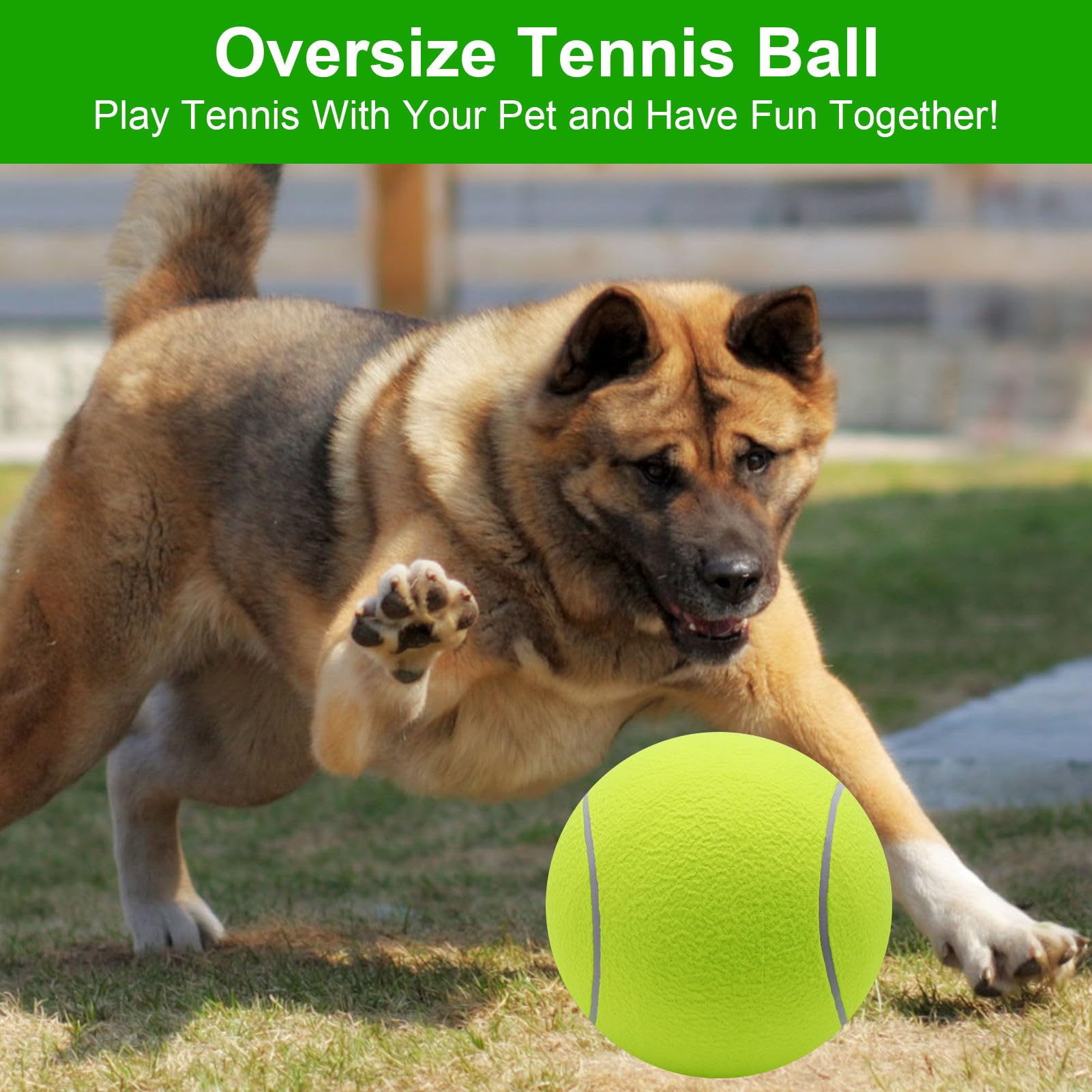 REBECASKYENS 9.5" Oversize Tennis Ball for Children Adult Fun Tennis Ball Pet Dog Large Chew Toy Big Rubber Inflatable Launcher for Pet Toys Indoor Outdoor Sports Beach - Image 3