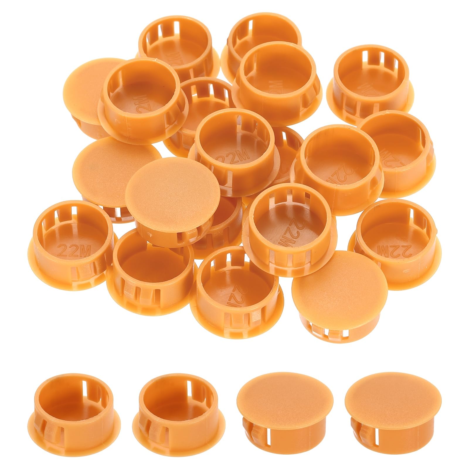 sourcing map Hole Plugs 50pcs 22mm(7/8-Inch) Plastic Plugs for Round Holes Flush Type for Furniture Cabinets Machines Hardware Fencing Post Pipe, Orange