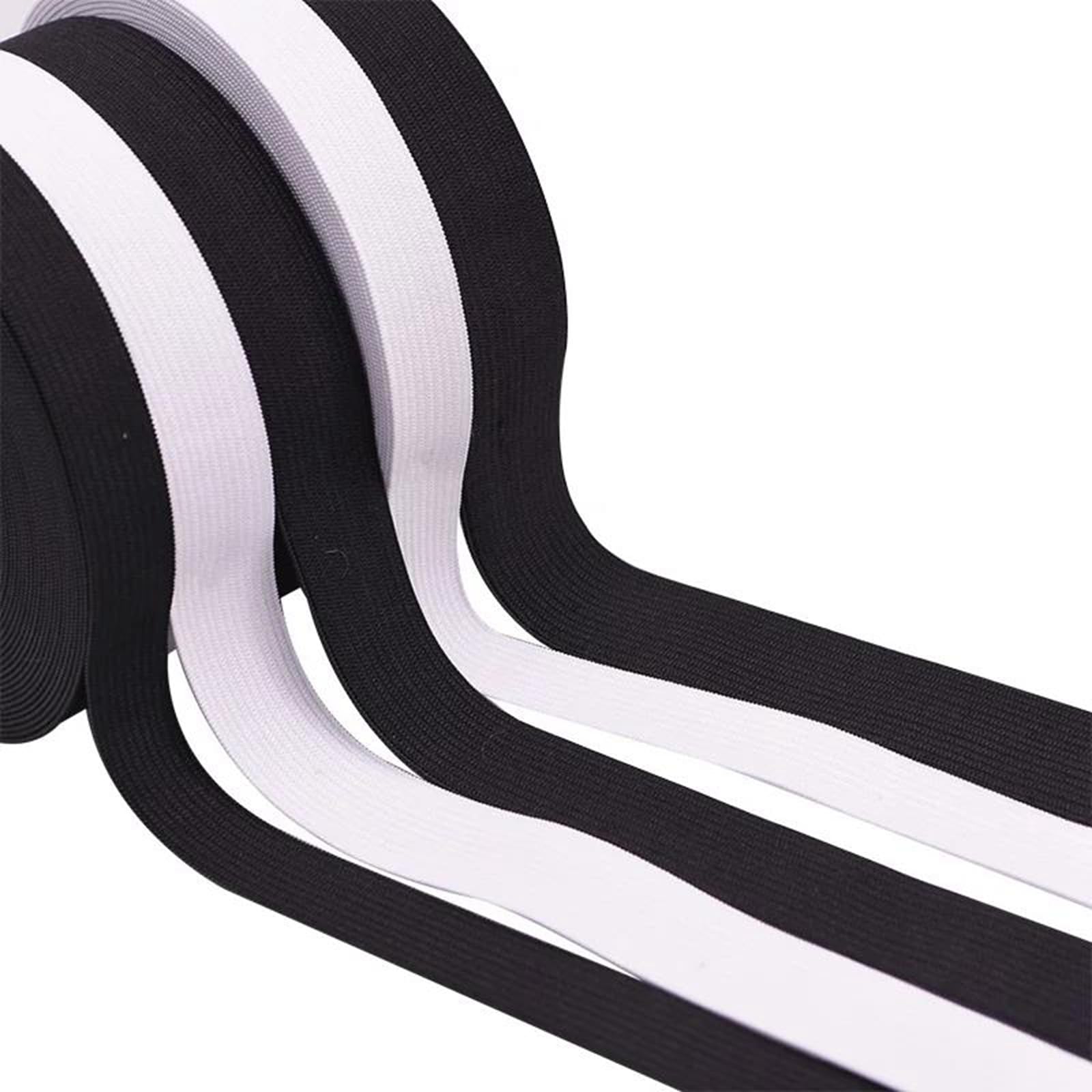 Bandas elásticas Banda elástica Ancha y Plana Elástico de 10 Metros de 15-45 mm for Costura, Manualidades, Ropa, Accesorios, puños elásticos, Negro, 40 mm(White,20mm)