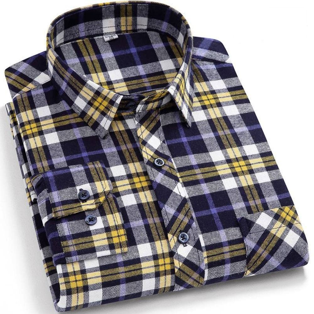 IIK Camicia in Cotone A Maniche Lunghe da Uomo,Camicia Casual da Uomo A Maniche Lunghe, Camicie Casual da Uomo in Flanella A Quadri Camicia Casual da Uomo Manica Lunga con Taschino sul Petto Camici