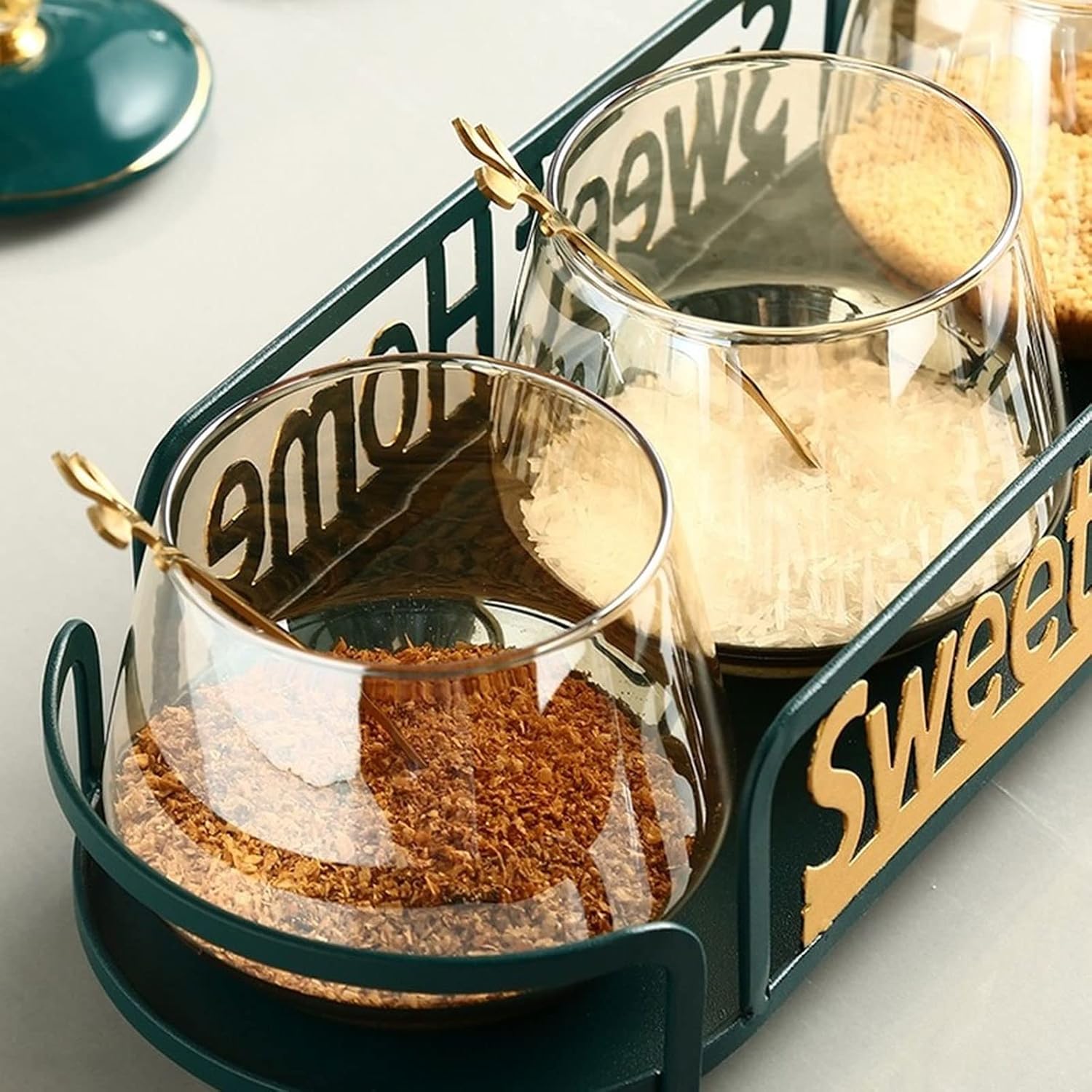 Spice boxs Transparent Glass Seasoning Jar with Lid Kitchen Salt Sugar Condiment Box Set Storage(A)