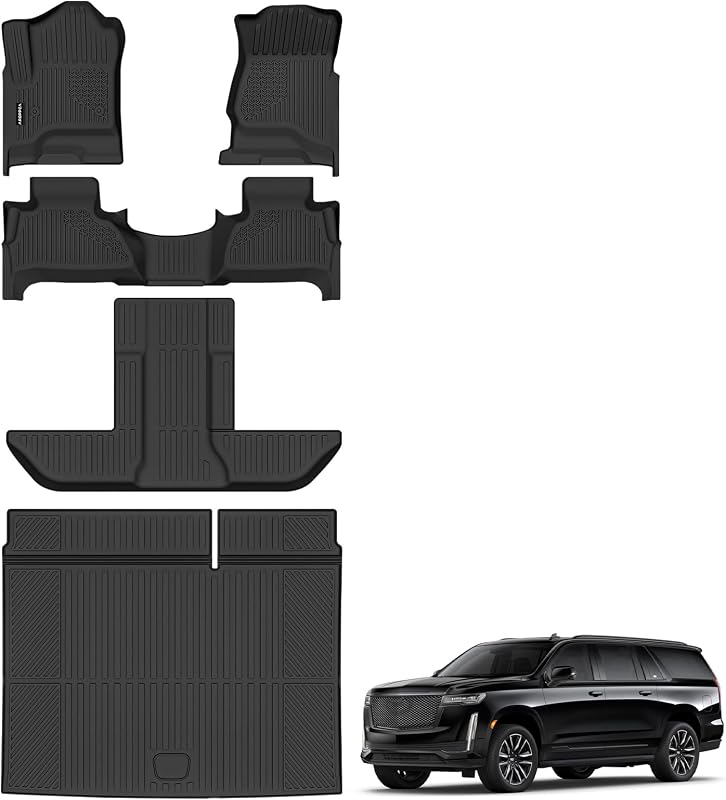 Kit de Tapetes Automotivos e Tapete de Porta-Malas em TPE para Cadillac Escalade ESV 2015–2020 Aroppca