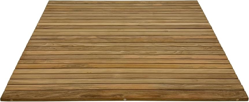 Nordic Teak 100% Solid Teak Wood String Mat - Indoor and Outdoor Use - Non-Slip Wooden Platform for Sauna, Pool, Hot Tub Flooring Decor and Protector Natural Finish, 30" x 30"