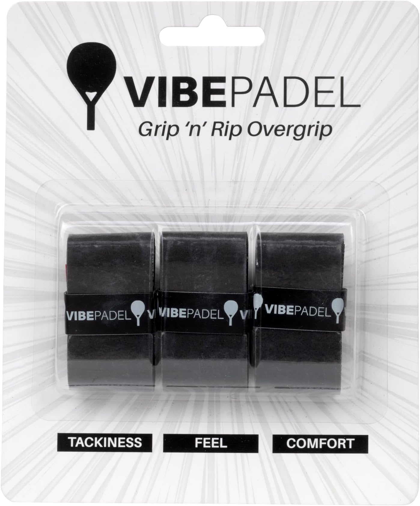Padel Grip for Tacky Feel | Grip 'n' Rip Padel Overgrip | Padel Racket Grip Tape | Padel, Pickleball, Squash and Badminton Racket Grip Tape | Padel Accessories and Padel Gifts | 3 Pack