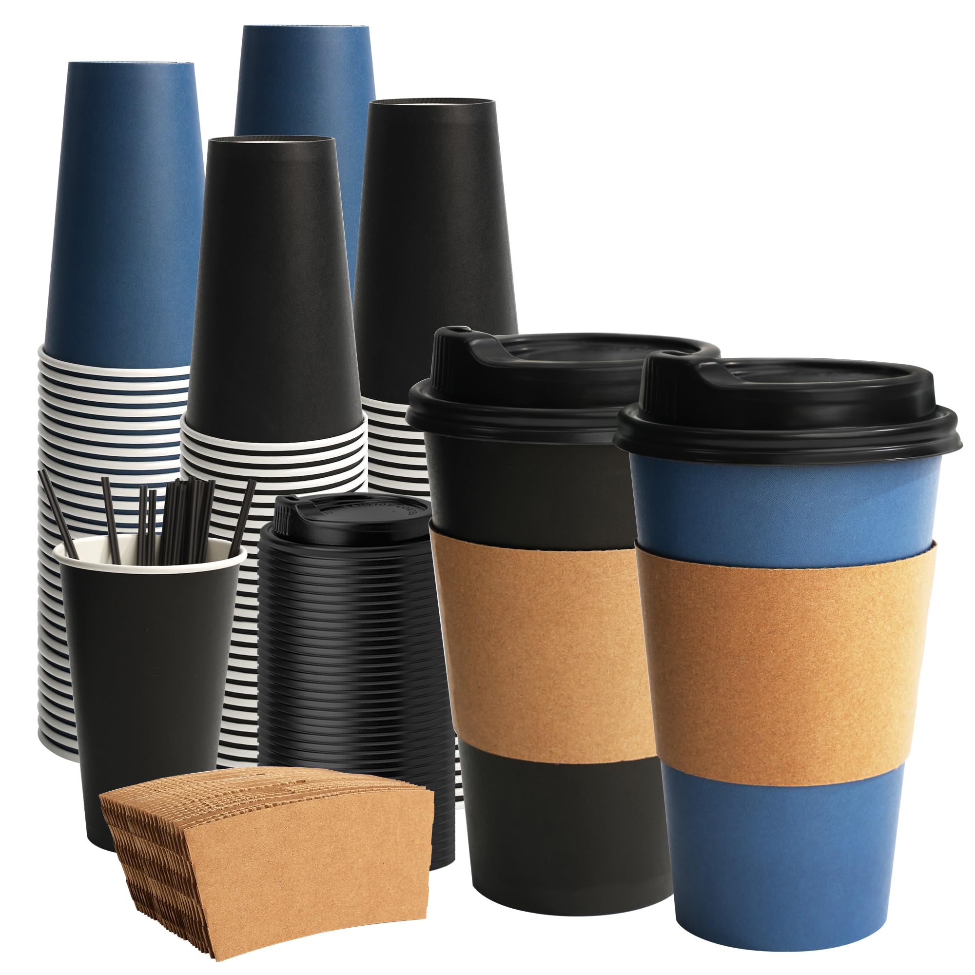 Disposable Coffee Cups with Lids - 100 Pack -19