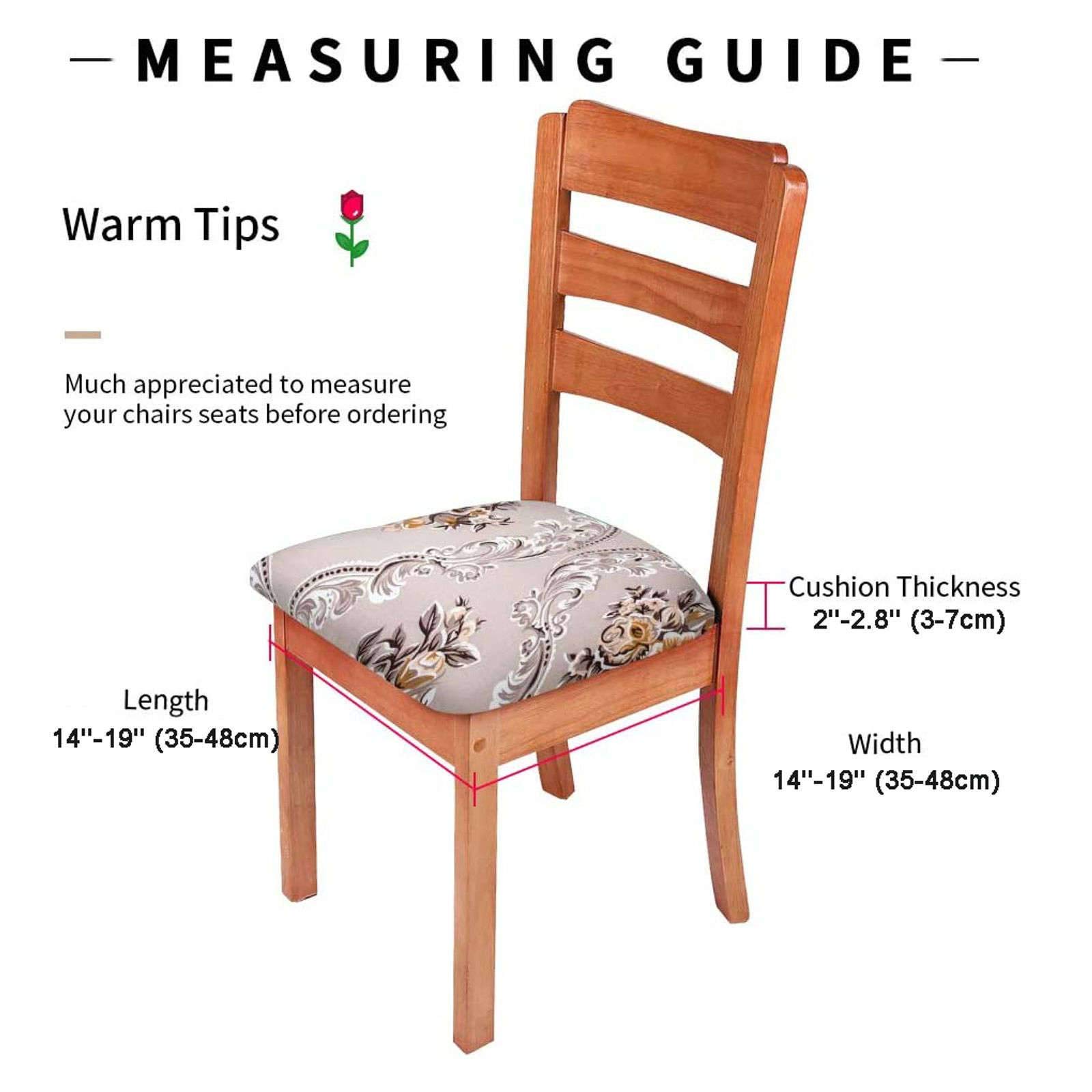 Printed Chair Seat Covers, Stretch Dining Chair Seat Covers Elastic Spandex Dining Room Chair Seat Covers Seat Covers for Dining Room Chairs Removable Washable for Kitchen, Hotel-K-Set of 6