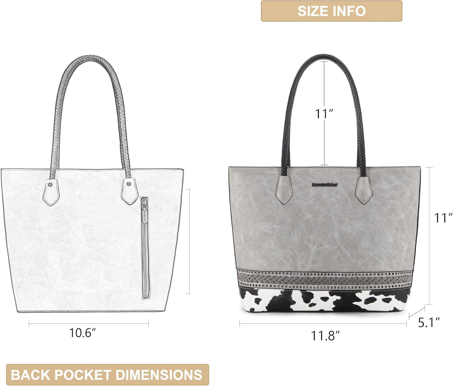 Montana West Woven Tote Bags for Women Purses and Handbags with Back Zipper Pocket - Image 4