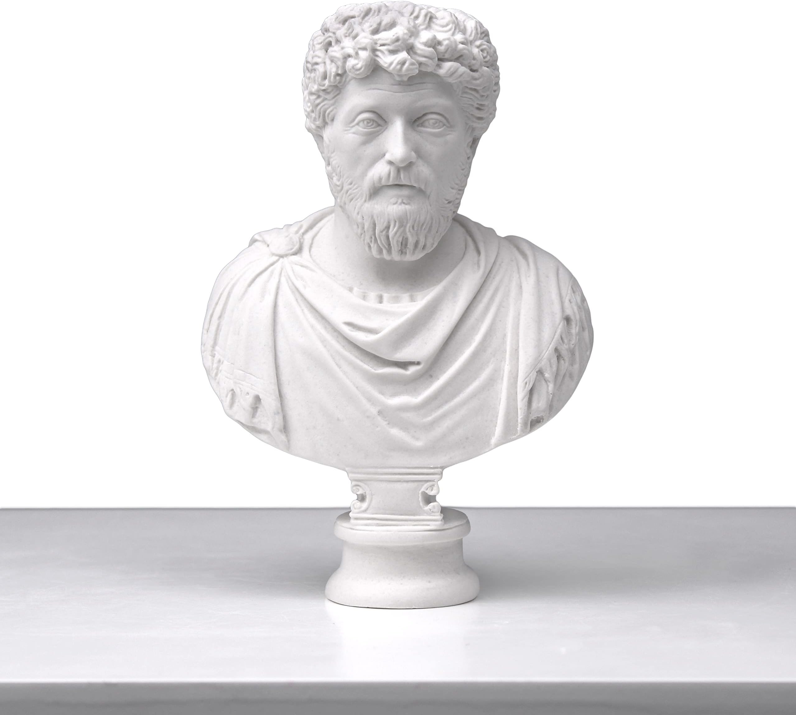 Marcus Aurelius Bust Sculpture - Small Roman Emperor 17 cm / 6.7 inch Bonded Marble Roman Emperor Table Decor Sculpture