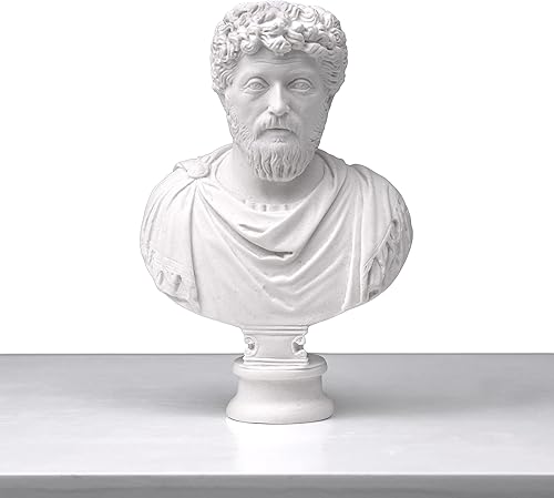 Escultura de busto de Marco Aurelio, pequeño emperador romano de 6.7 in 6.7 pulgadas de mármol unido emperador romano escultura de decoración de