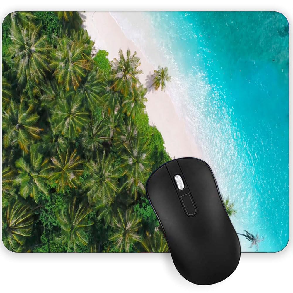 Gadgets WRAP Mouse Pad Mouse Mat with Anti-Slip Base with Spill-Resistant for Laptop, MacBook Pro, Gaming Computer – Palm Trees On Sandy
