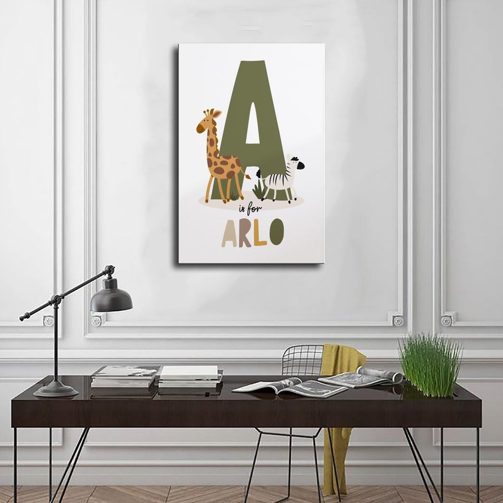Poster sur toile avec thèmes éducatifs de l'alphabet de A à Z (12) - Décoration murale pour salon, chambre à coucher - 40 x 60 cm