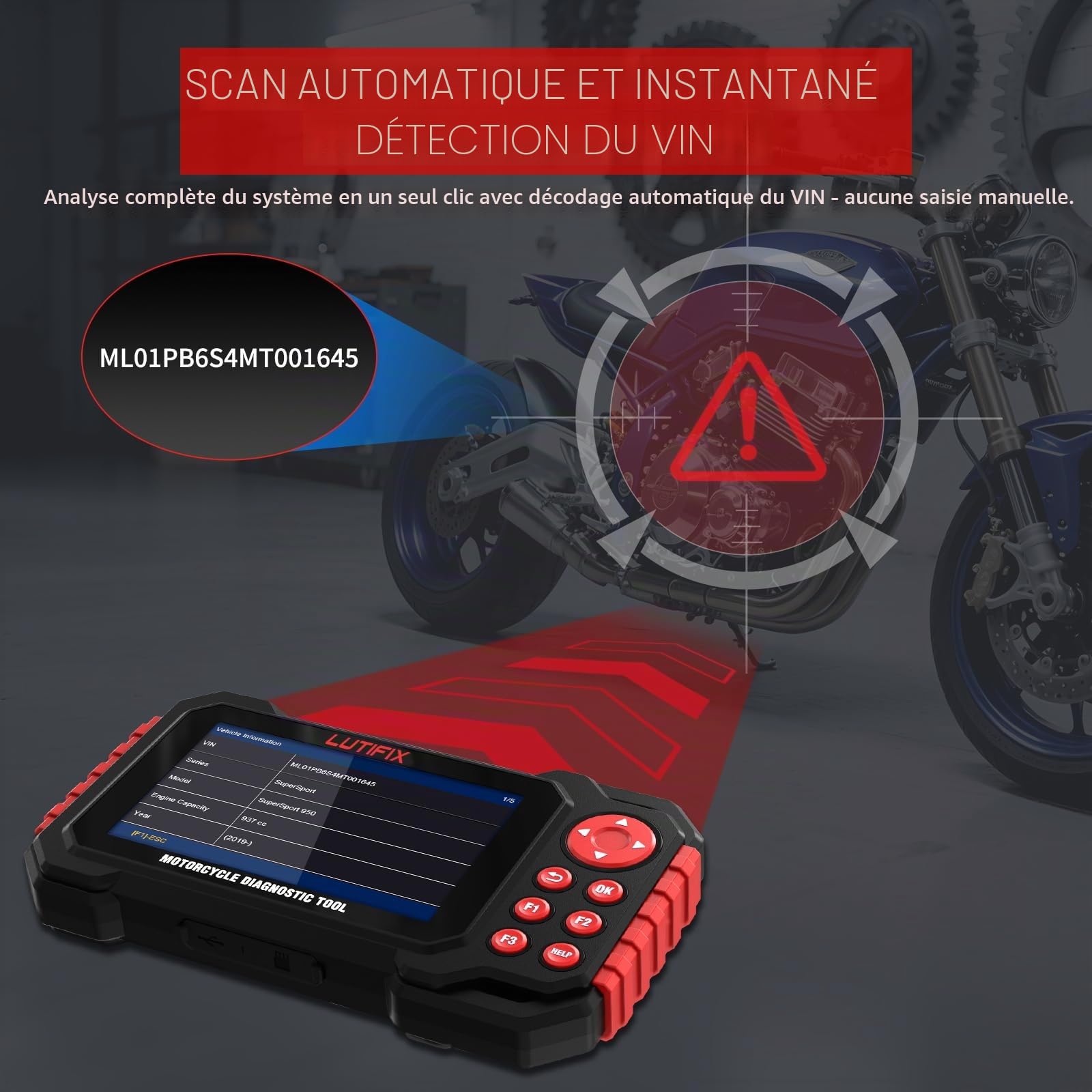 Outil de Diagnostic de Moto,Les systèmes complets de scanner OBD2 pour moto M7 prennent en charge plus de 70 marques mondiales, plus de 100 fonctions Lecteur de code WIFI Mise à jour en un clic Écran