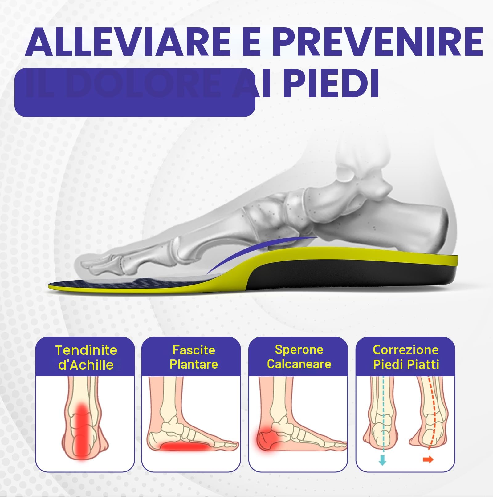 Solette ortotiche da lavoro per fascite plantare - Welnove Comfort Work Boot Solette per stare in piedi tutto il giorno, Ridurre l'affaticamento Inserti di scarpe per uomini Donne Dolore al piede (L)