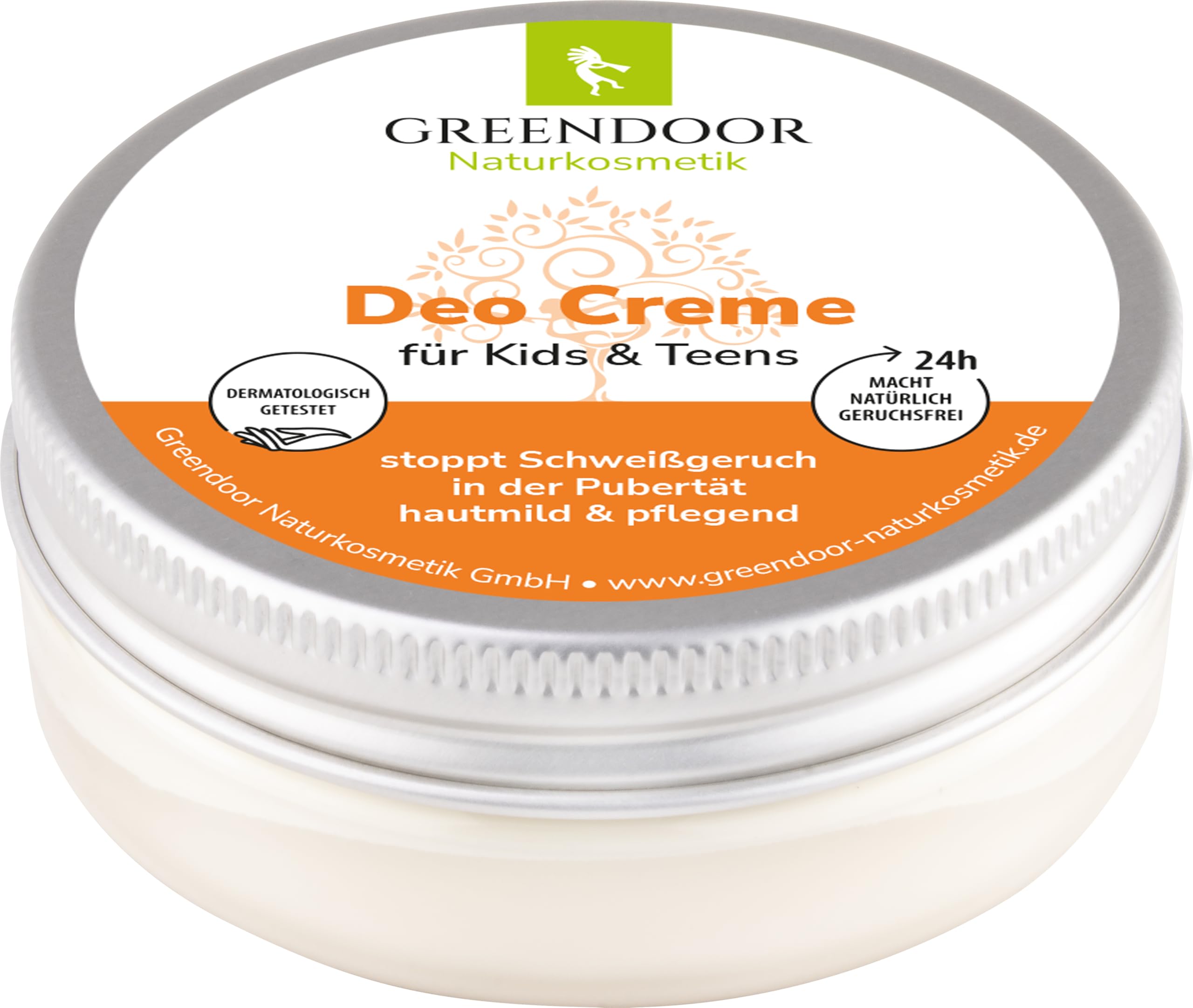 Greendoor Naturkosmetik Deo Creme für Kids & Teens 50 ml, vegan, stoppt Schweißgeruch in der Pubertät, hautmild und pflegend, ohne Aluminiumsalze und ohne Alkohol