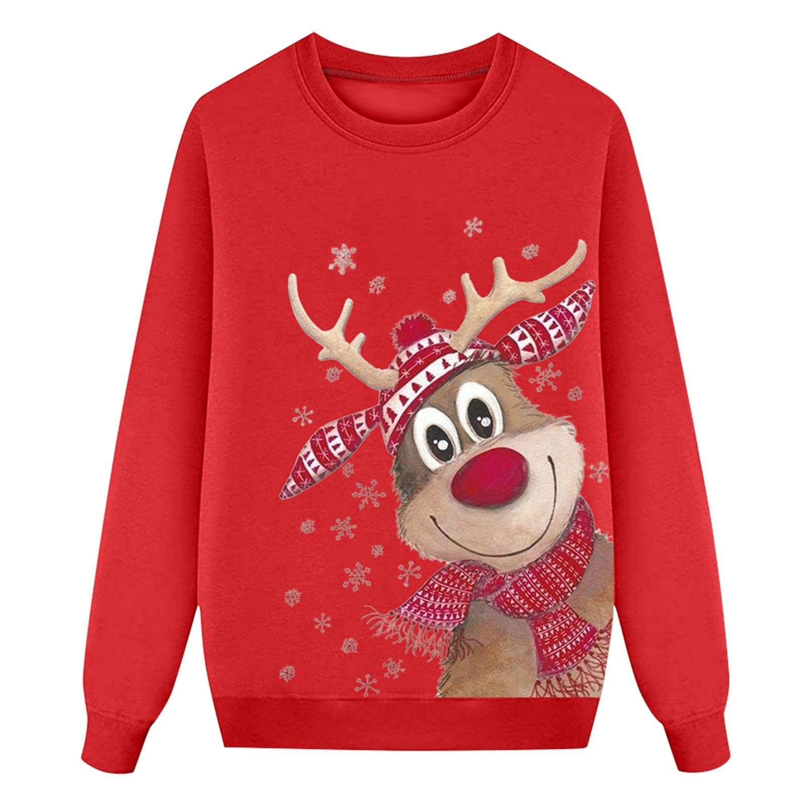 Jersey Navidad Punto Familia Sudadera Rojo Hombre Mujer Niños Invierno