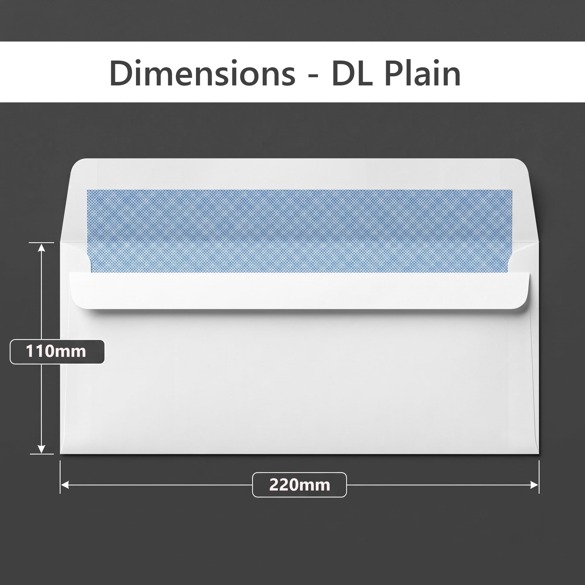 DL - Paquete de 500 sobres blancos autoadhesivos de 80 g/m², 110 x 220 mm, papel virgen sin revestimiento, sobres reciclables para cartas, facturas y correo de oficina