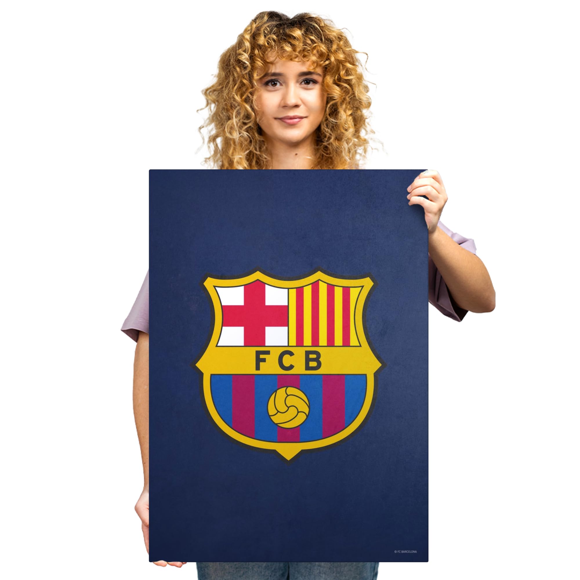 Displate - Poster in metallo – Montaggio magnetico – FC Barcelona – Crest – Dimensione L – 67,5 x 48 cm opaco