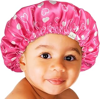 YANIBEST Baby Satin Bonnet Sleep Cap - Double Layer Reversible Adjustable Silky Satin Cap for Infant Toddler(0-6Months,Light Pink)