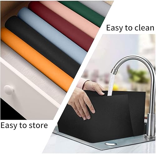 Miniatura 4 de Juego de 4 manteles individuales de piel sintética color negro, impermeables, resistentes al calor, para mesa de comedor, lavables, fáciles de