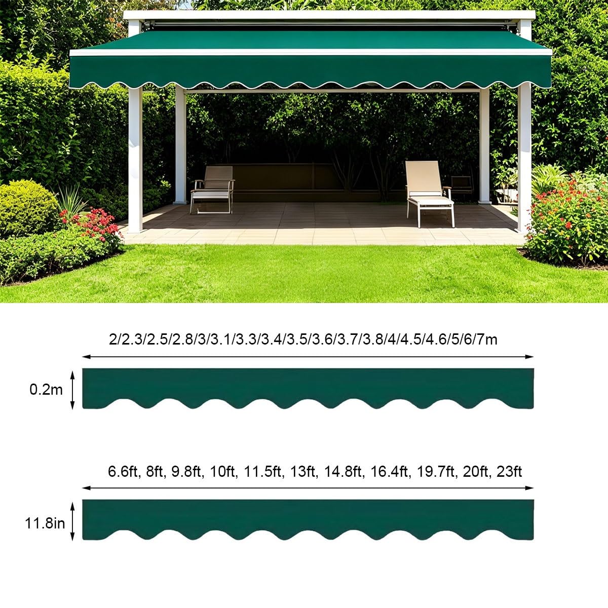 Générique Lambrequin pour Store Banne, Conçu pour Remplacer Facilement Votre Cantonnière Usée, 2-7 m L Protège Efficacement Votre Terrasse Contre Les Rayons UV