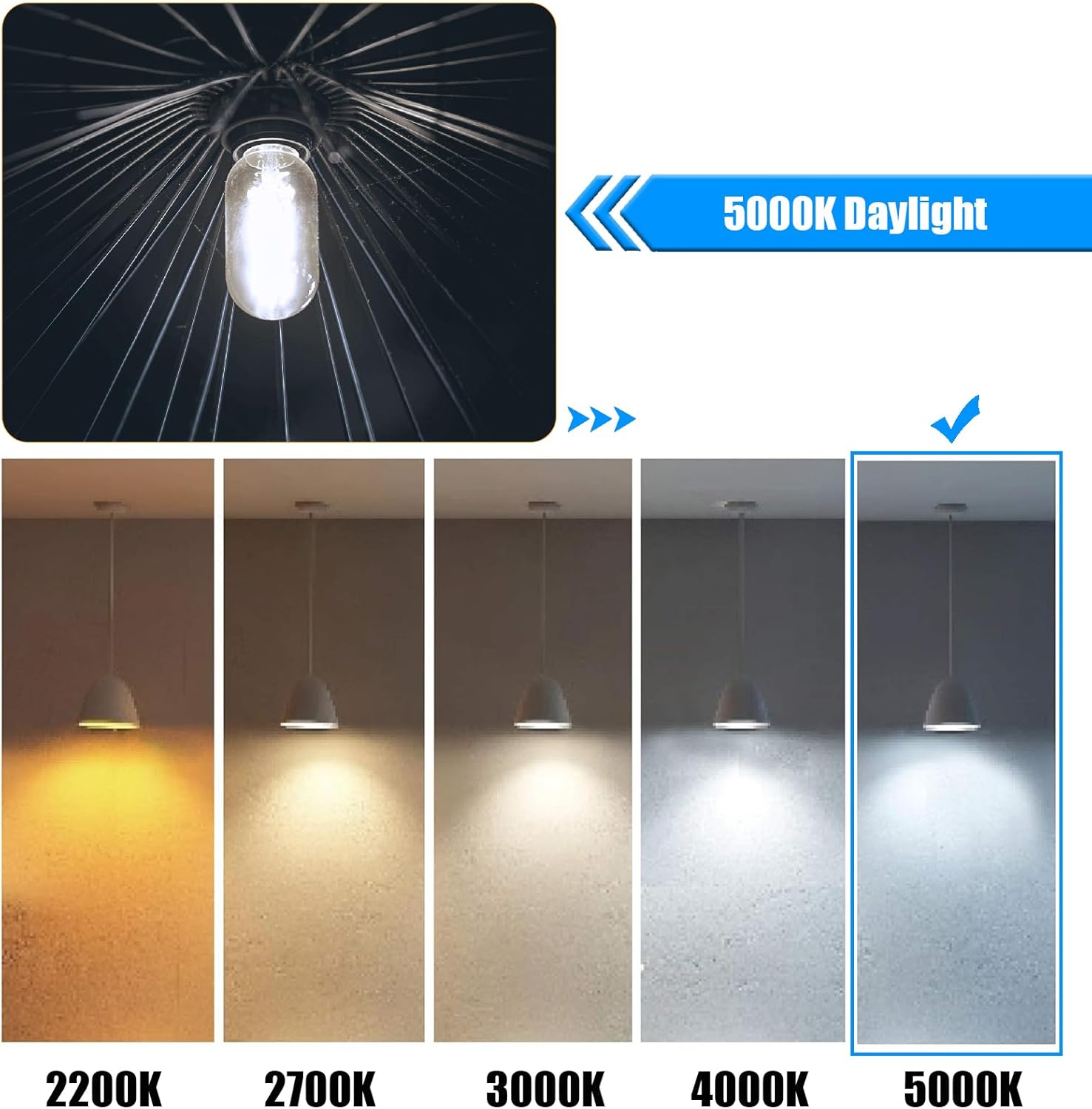 T45 Dimmable LED Bulb 60 Watt Equivalent,Vintage E26 Base 6W LED Edison Bulbs,Tubular Clear Decorative Light Bulb,5000k Led Lightbulbs 60W Daylight, 800LM,12 Pack