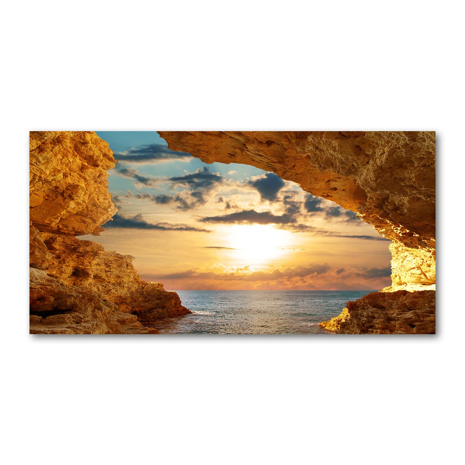 Tableau verre acrylique 140x70cm art mural orange déco salon