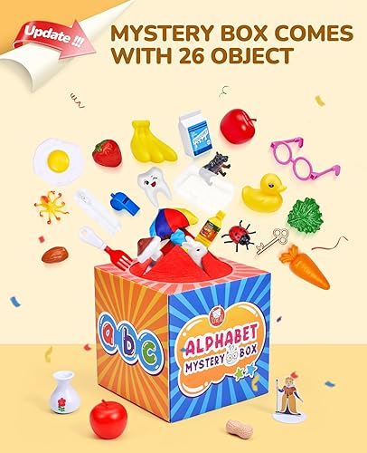 Miniatura 10 de JoyCat Caja misteriosa del alfabeto para niños, 52 piezas de clasificación de letras a juego, actividades de juego de letras, sonidos de letras,