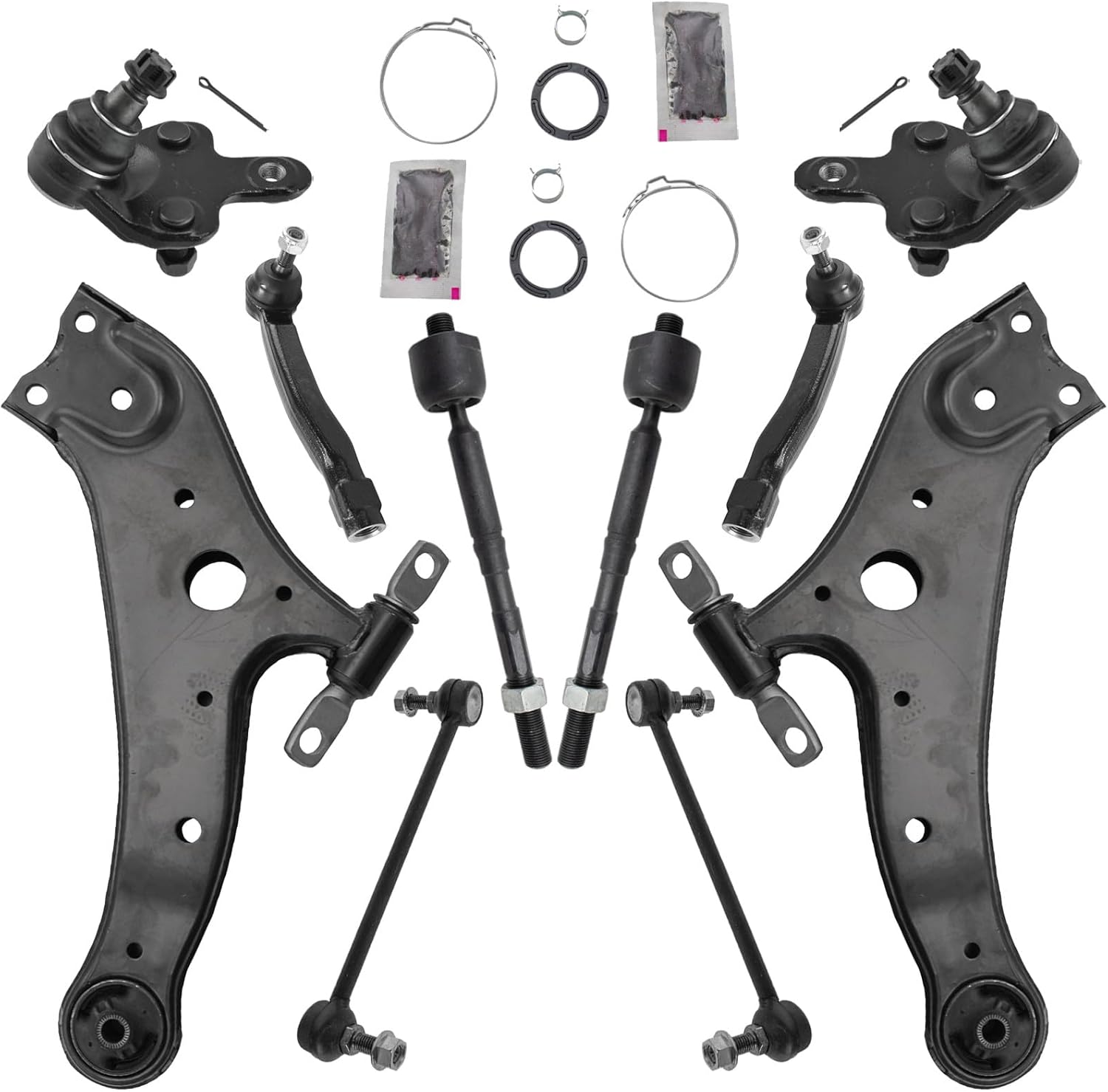 TRQ Front Steering & Suspension 10 Piece Kit Ball Joint Control Arm Sway Bar Stabilizer Link Tie Rod Compatible with 2008-2019 Toyota Highlander 2010-2015 Lexus RX350 RX450h 2009-2015 Venza