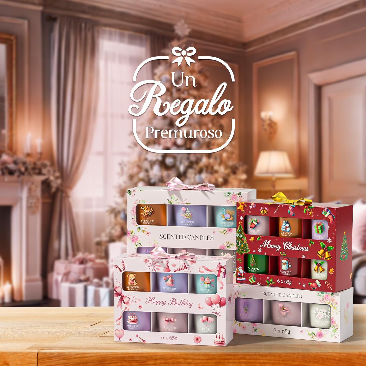 CHILLFLAME Candele Profumate in Vetro, Set di Candele Profumate per Alleviare lo Stress, 3 Candele in Vetro per Donna e Uomo, Regalo di Compleanno per Donna (Rosa + Viola + Bianco, 200g)
