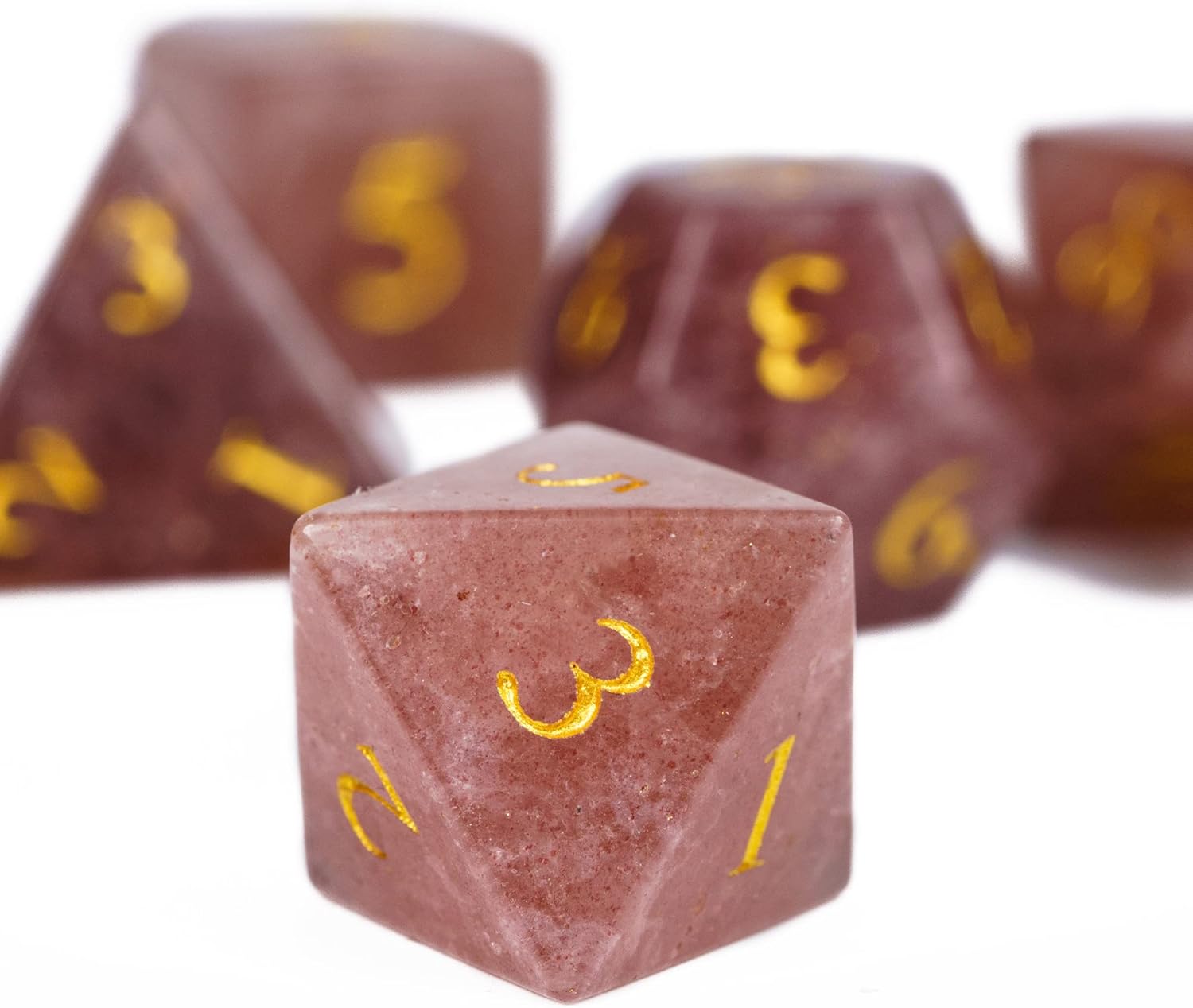 UDIXI Strawberry Quartz Gemstone Dice Set, Stone DND Dice Set for D&D Role Playing Games and Tabletop Games