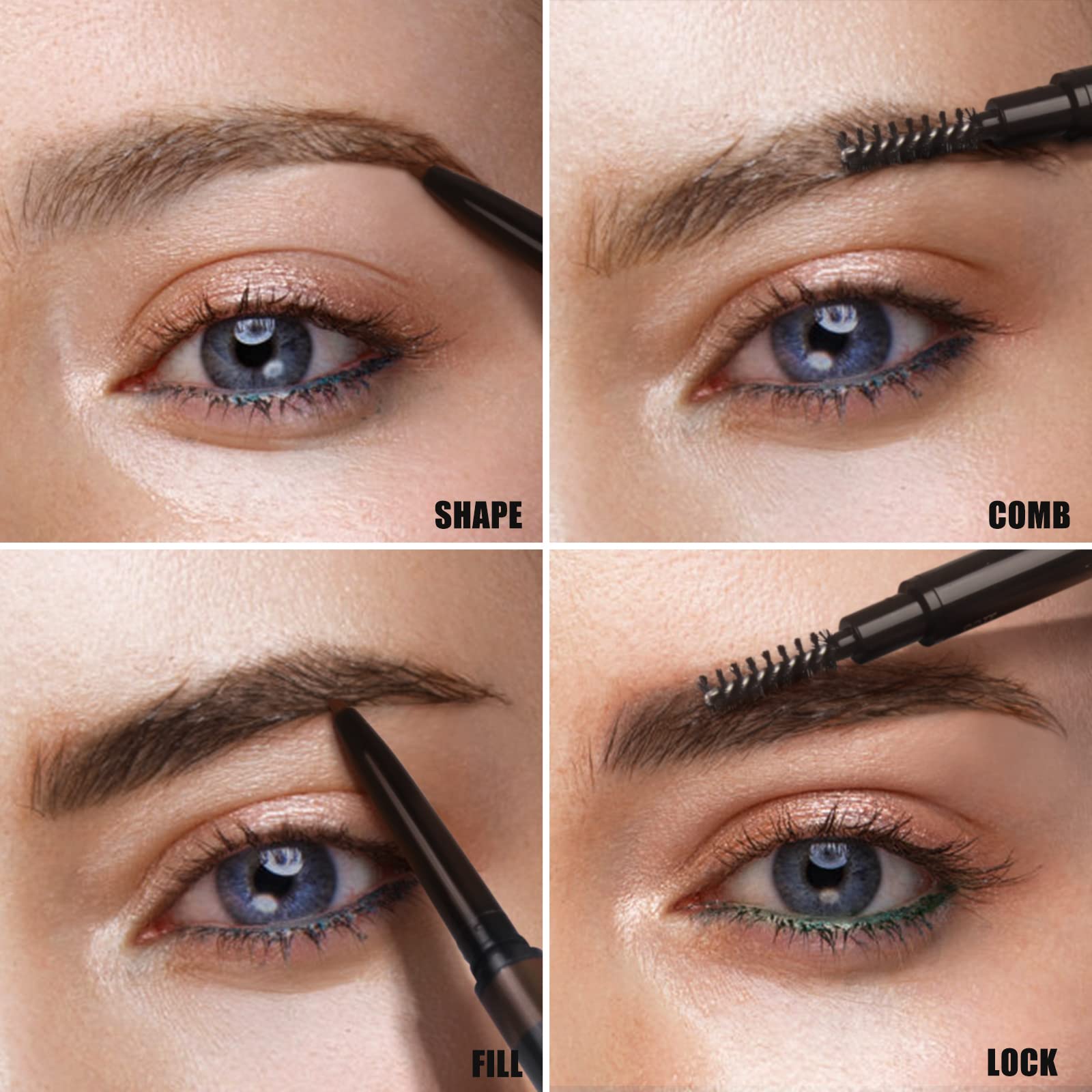 Anglicolor Matita Sopracciglia Microblading Facile Da Usare,Matita Sopracciglia Effetto Ultra Naturale,Contorno E Riempimento,Durata Lunga,No Transfer Siccità Rapida,Vegano (2pc102)
