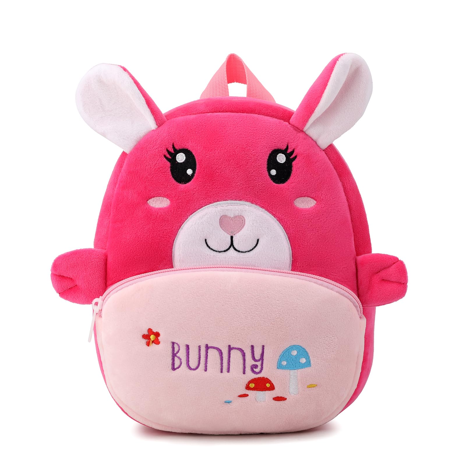 BEFUNIRISE Toddler Backpack for Boys and Girls, Cute Animal Cartoon Mini Backpack Little For Kids 2-6 Years (Fuchsia Bunny)