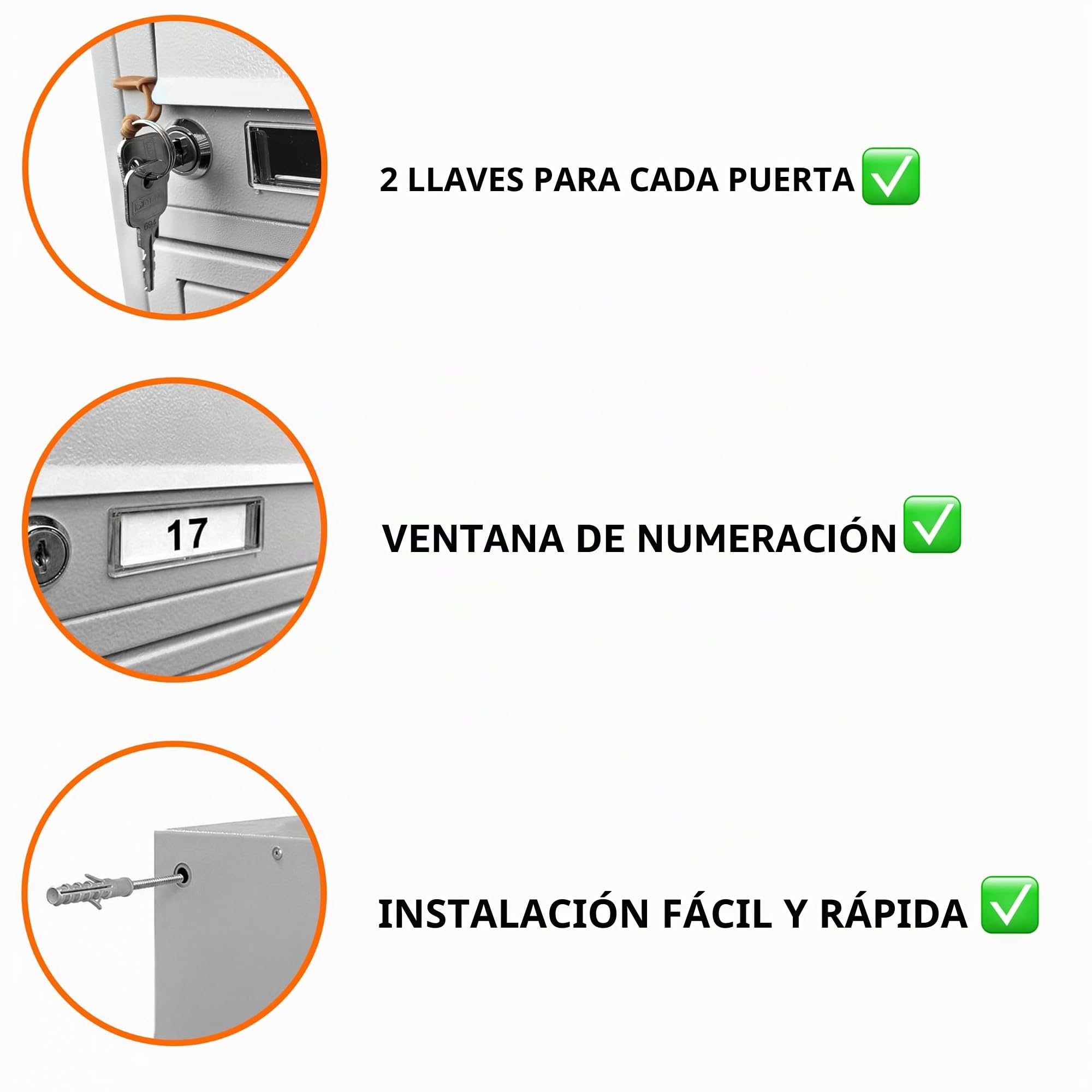4 buzones de Correo para condominios GDS 20cm Profundidad RAL 7035 Gris | buzones para interior, formato A4, acero galvanizado, con 2 llaves, fijación mural, diseño modular.