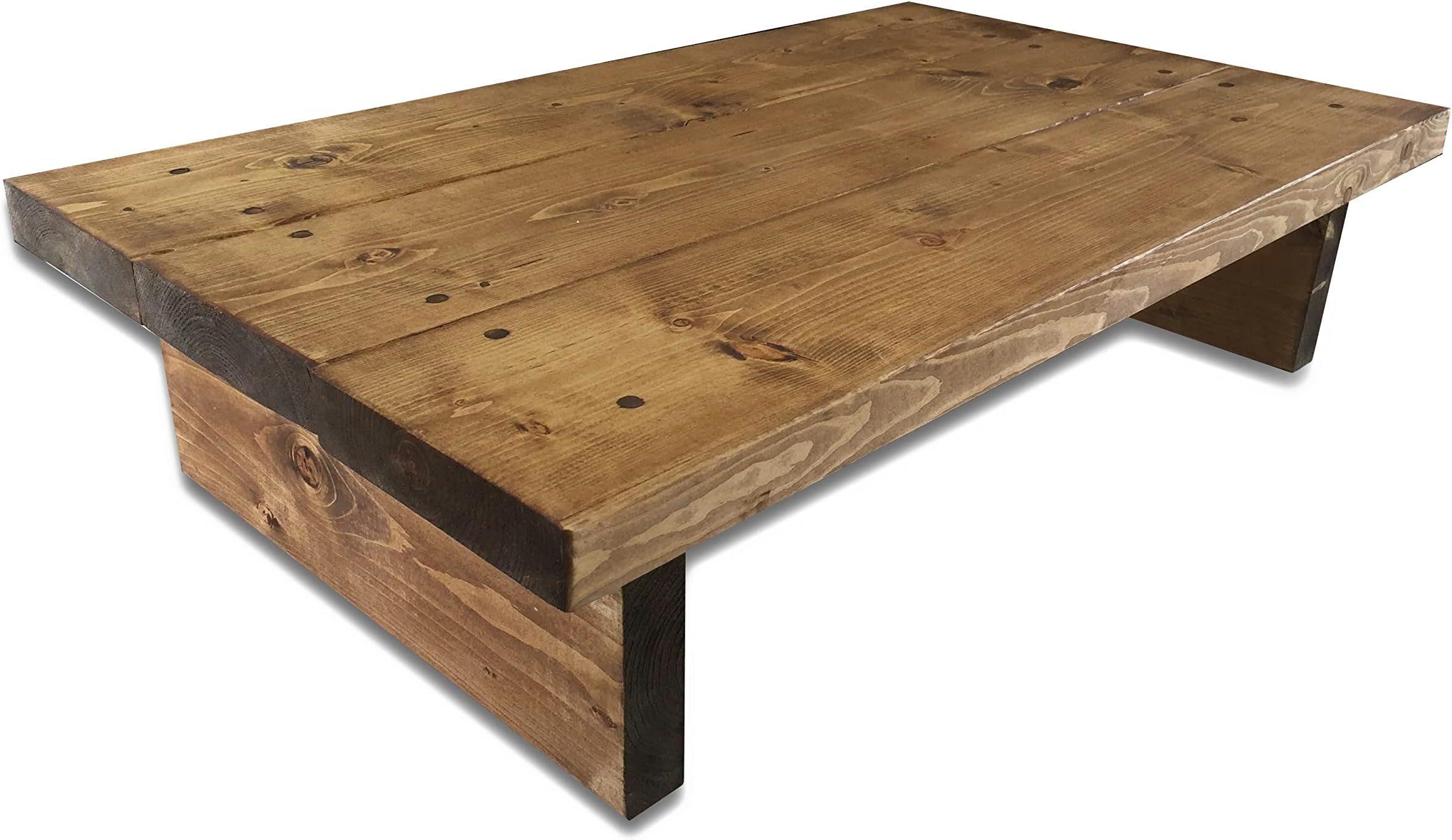 Solid Rustic Handmade Pine coffee table, finished in a Chunky Country Oak (Light Oak, 100cm x 60cm x 25cm)