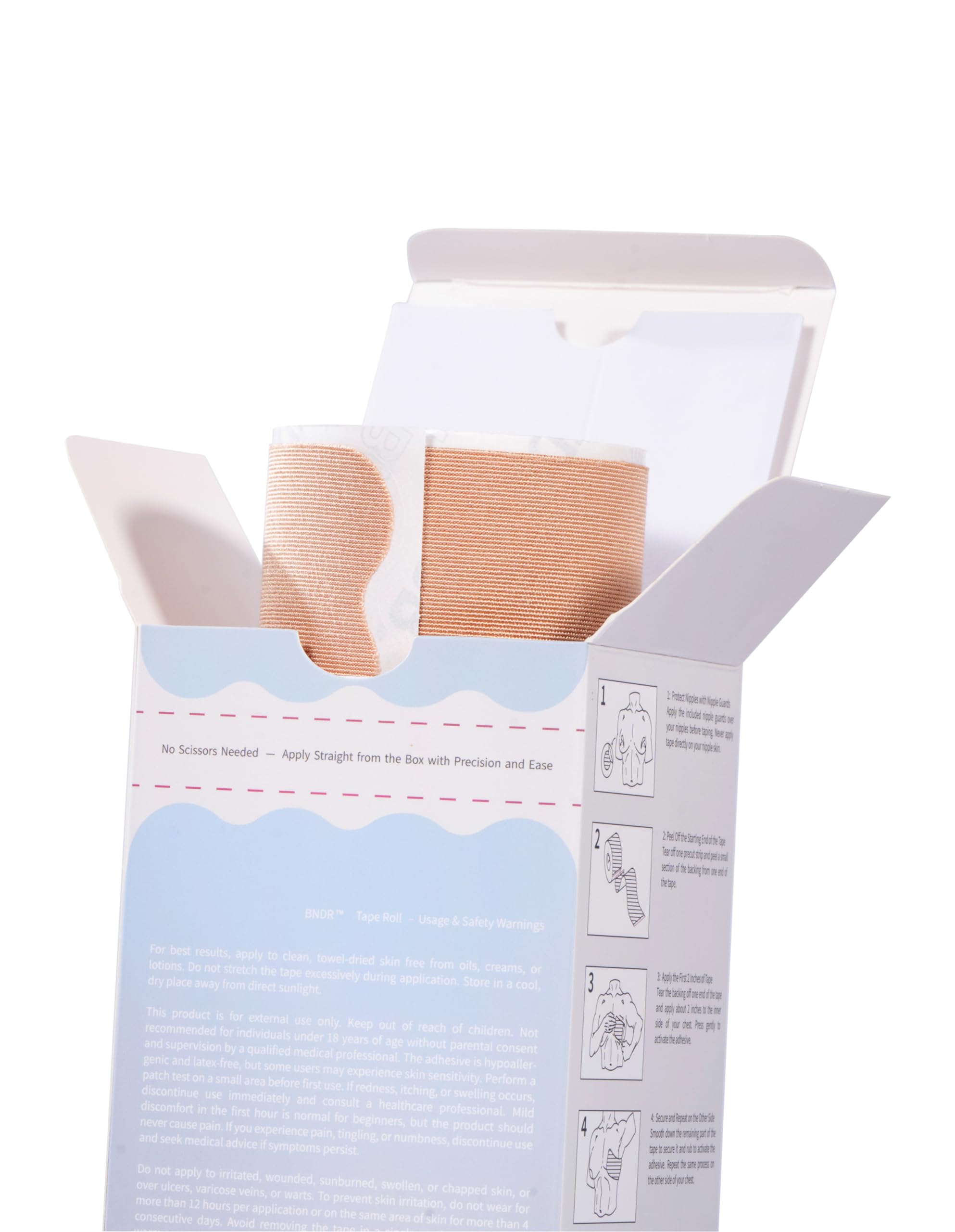Bande de kinésiologie pré-découpée extra large avec protections de mamelons, bande de compression thoracique pour homme trans FTM – 18 x 25 cm x 20 pièces